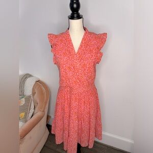 NWT Rachel Zoe Orange & Pink Dress w/ Ruffle Sleeves | Size 10